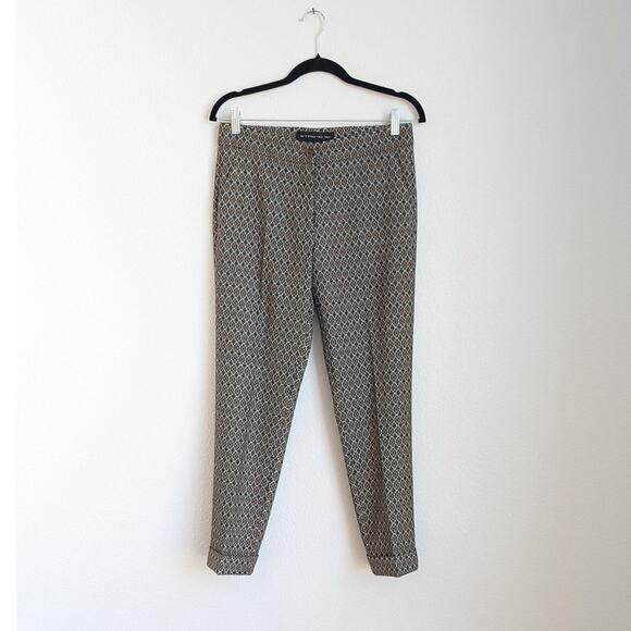 Etro Jacquard Brown Floral Wool Blend Chino Slim Cropped Pants, sz 40/US 4 - Picture 1 of 9